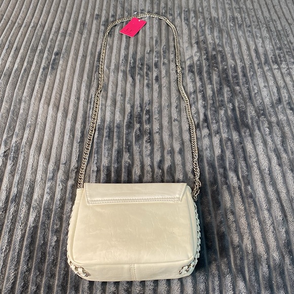 Elle Lafidale Faux Leather Chain Shoulder Twist Lock White Crossbody Bag/flawed - Picture 7 of 8